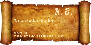Mateicska Bodor névjegykártya